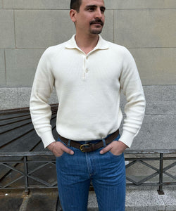 Straight Ribbed Polo Sweater