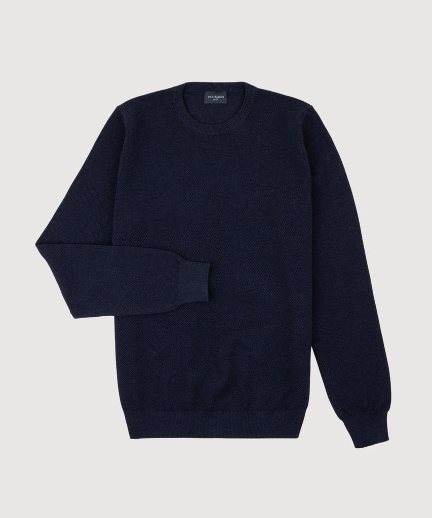Cotton Pique Crewneck Sweater