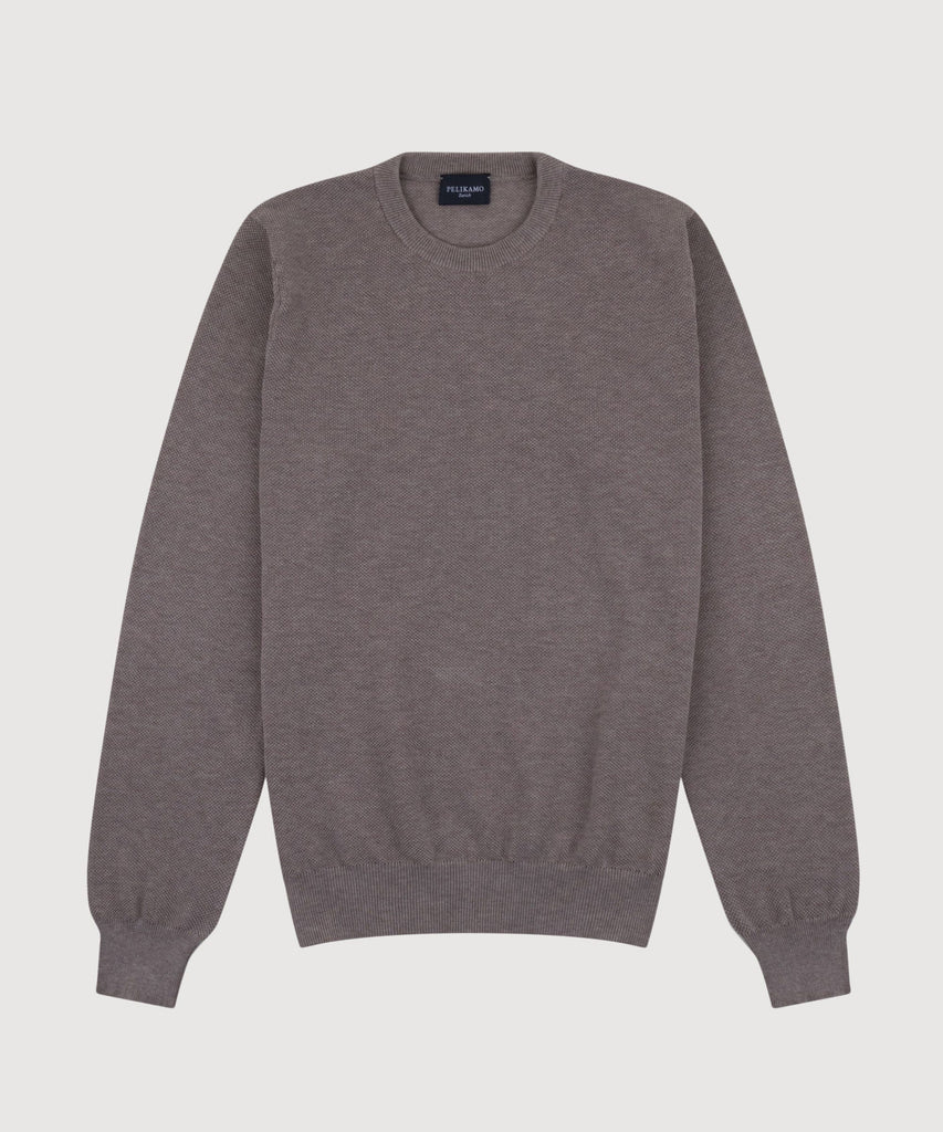 Cotton Pique Crewneck Sweater