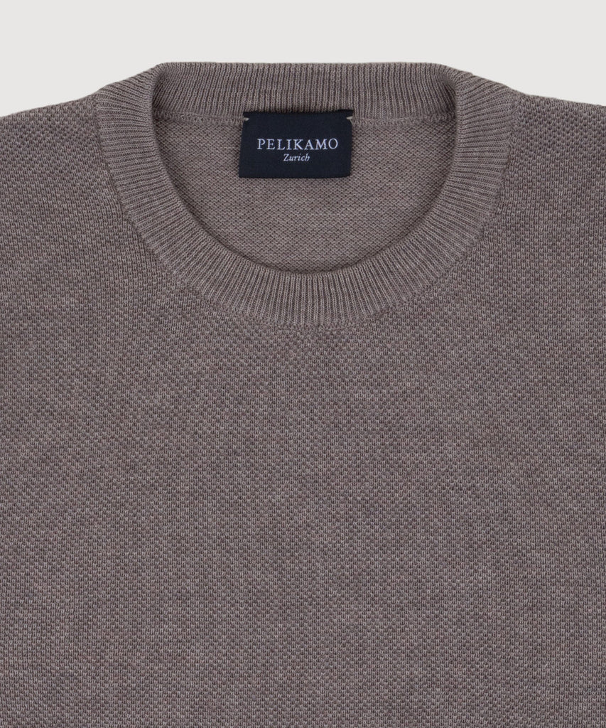 Cotton Pique Crewneck Sweater