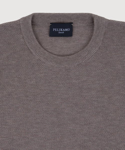 Cotton Pique Crewneck Sweater