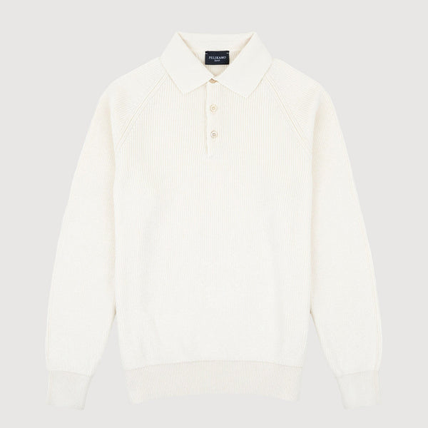 Straight Ribbed Polo Sweater