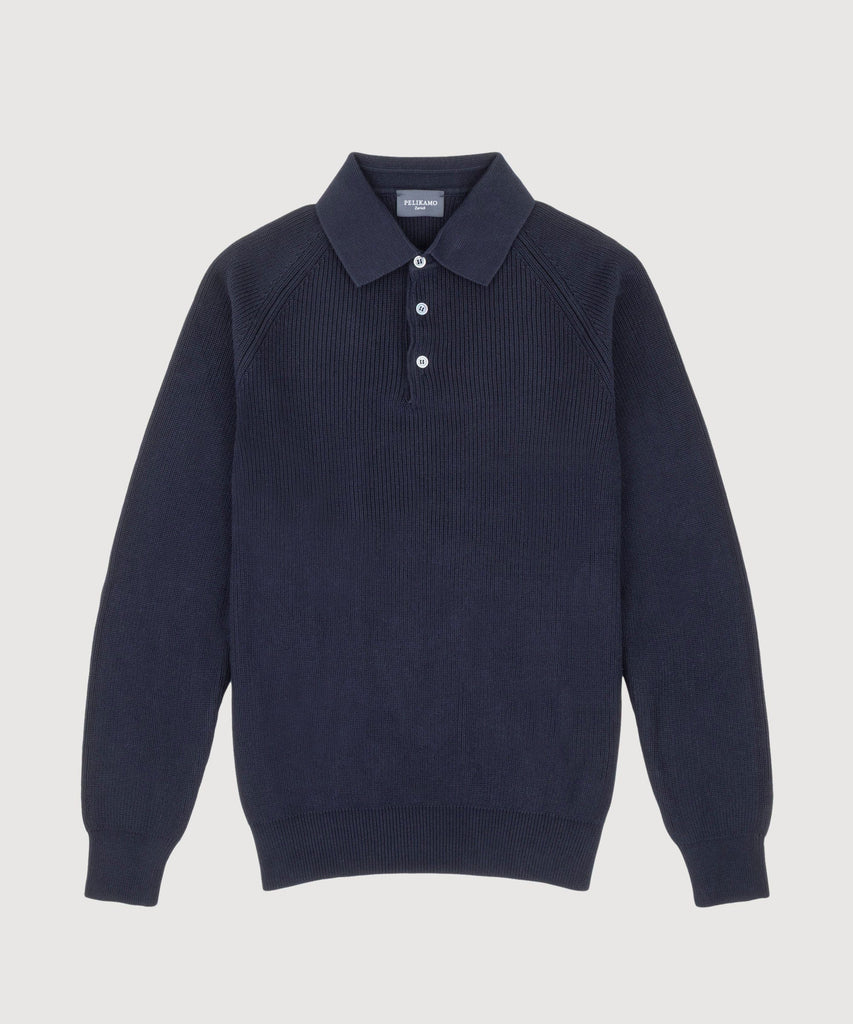 Straight Ribbed Polo Sweater