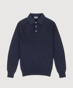 Straight Ribbed Polo Sweater