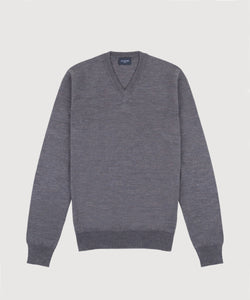 Wollpullover mit V-Ausschnitt