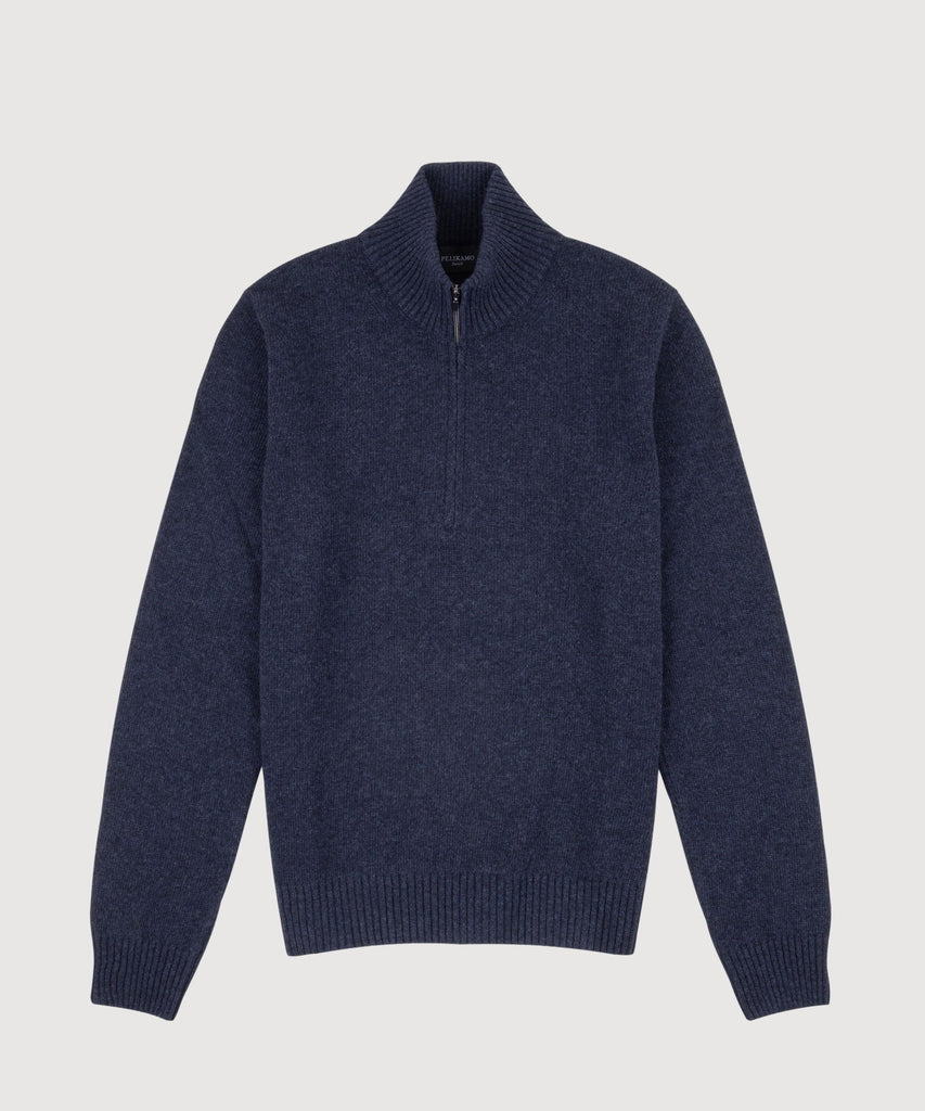 Double Ply Wool Half Zip Sweater