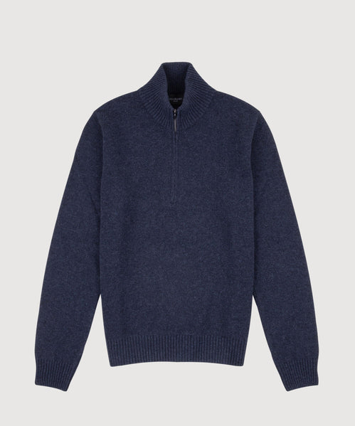 Double Ply Wool Half Zip Sweater
