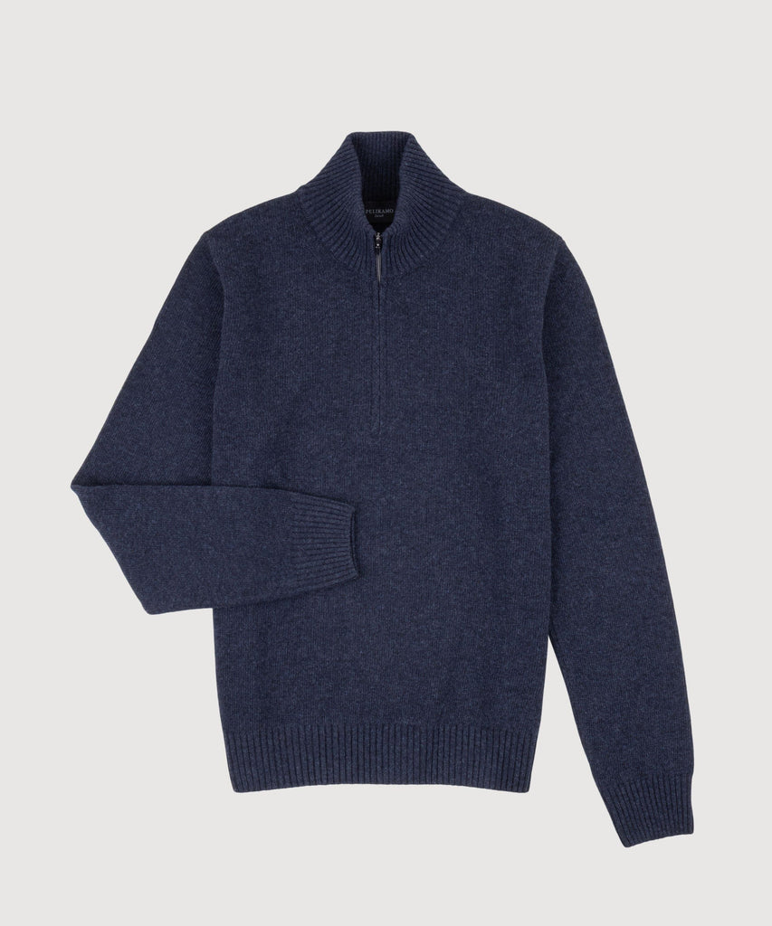 Double Ply Wool Half Zip Sweater