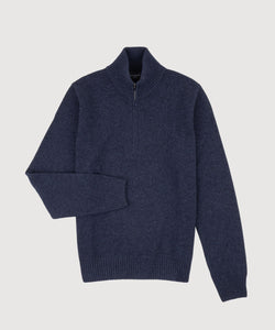 Double Ply Wool Half Zip Sweater