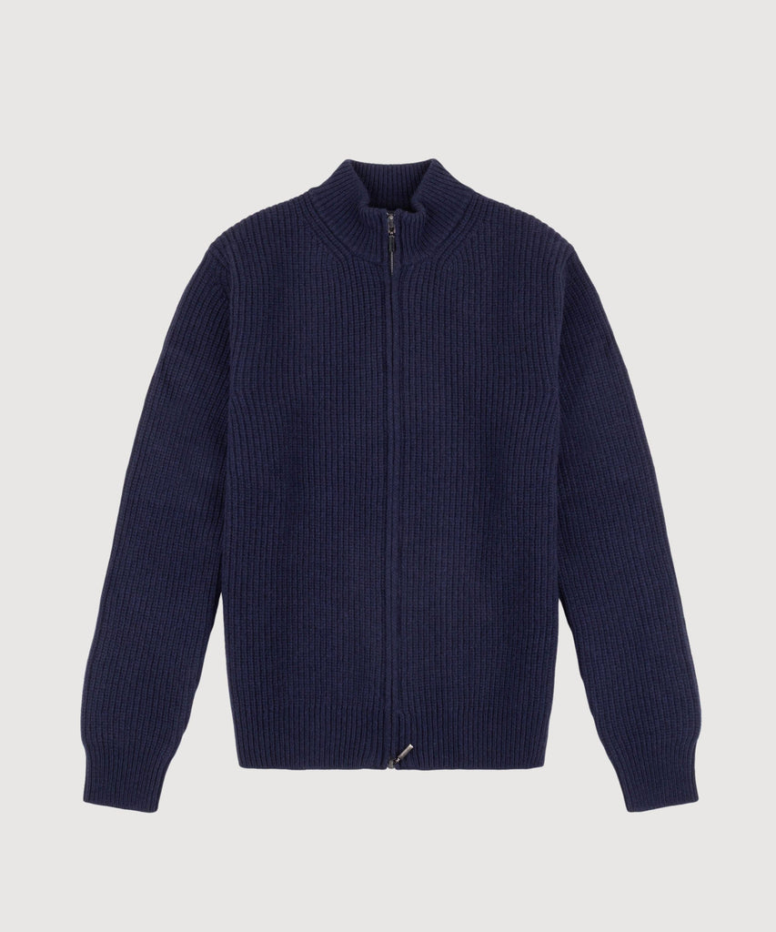 Heavy Rib Wool Zip Cardigan