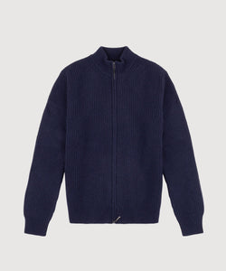 Heavy Rib Wool Zip Cardigan