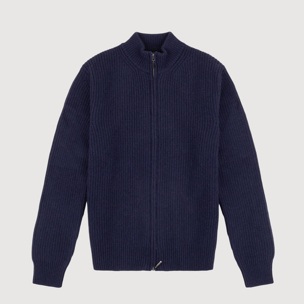 Heavy Rib Wool Zip Cardigan