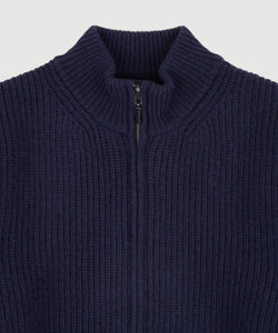 Heavy Rib Wool Zip Cardigan