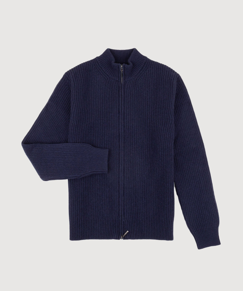 Heavy Rib Wool Zip Cardigan