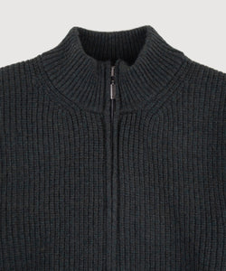 Heavy Rib Wool Zip Cardigan