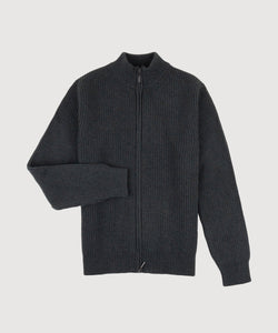 Heavy Rib Wool Zip Cardigan