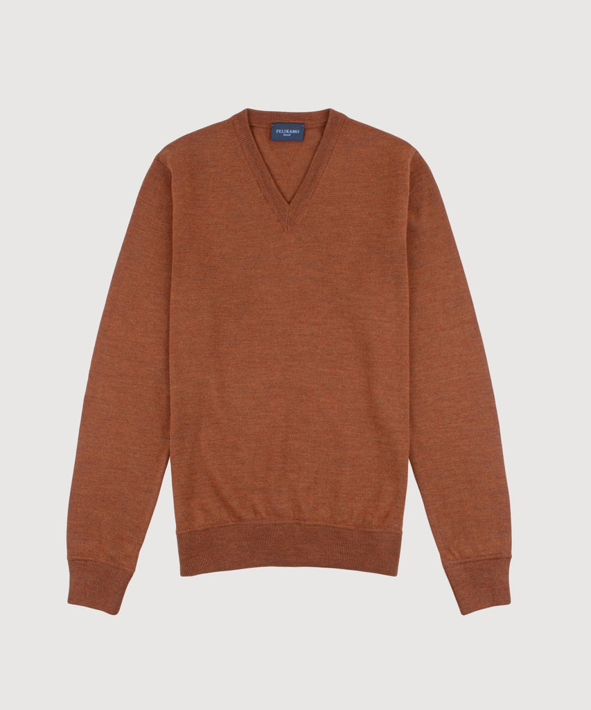 Wollpullover mit V-Ausschnitt