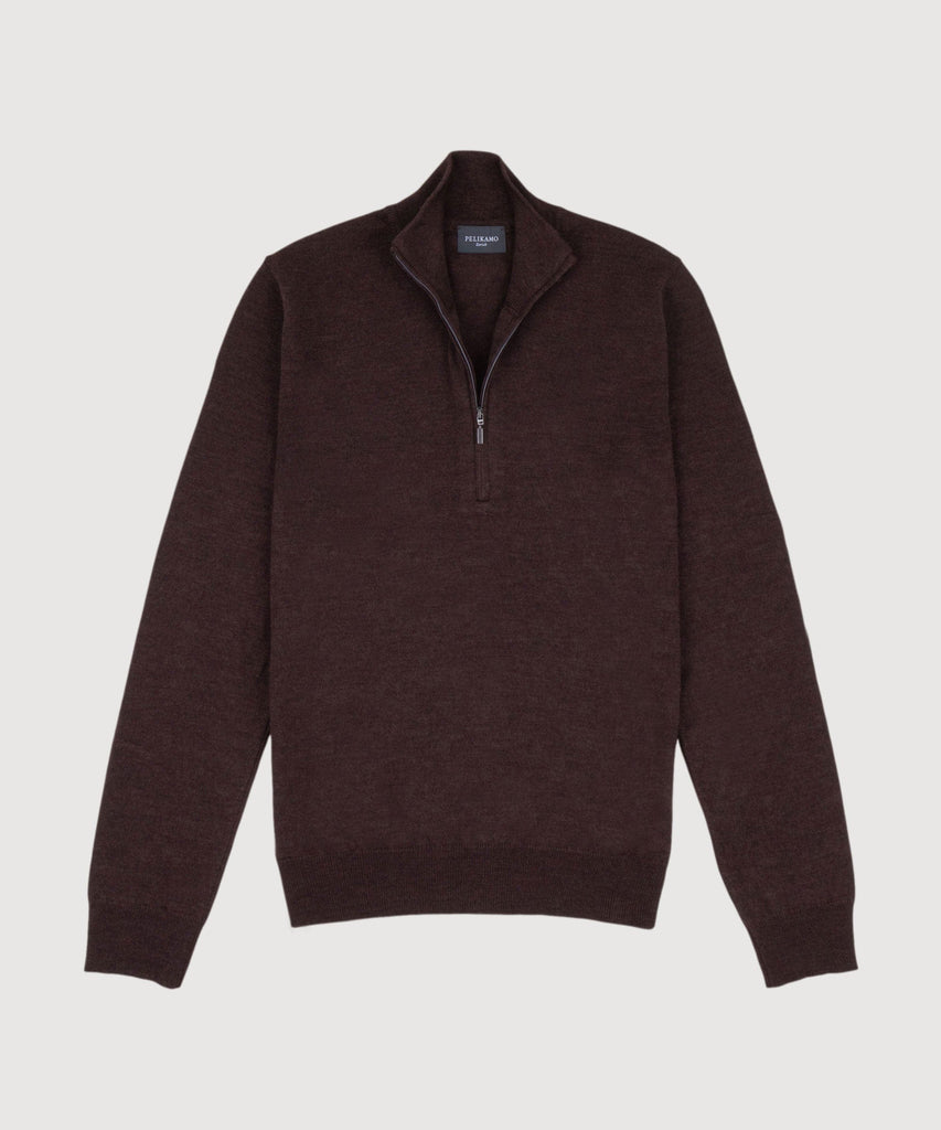 Wollpullover mit halbem Reißverschluss