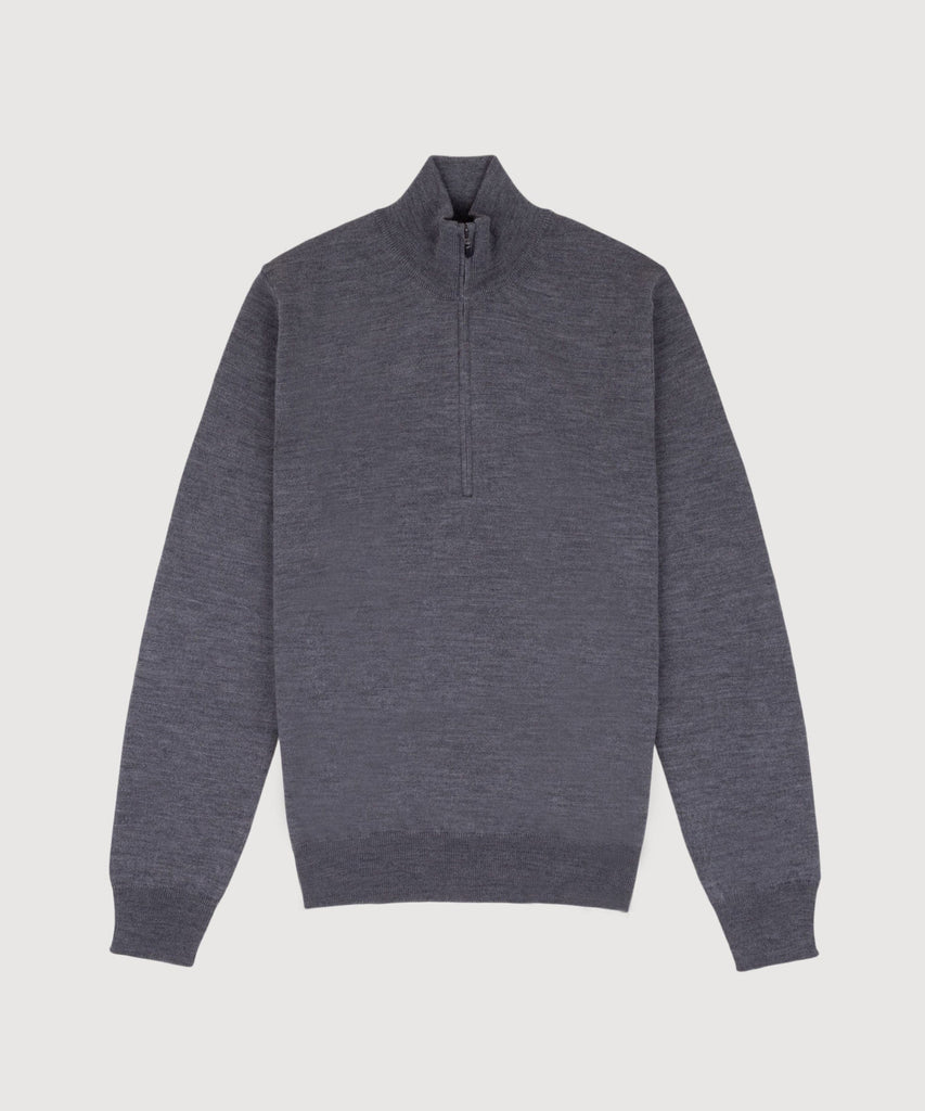 Wollpullover mit halbem Reißverschluss
