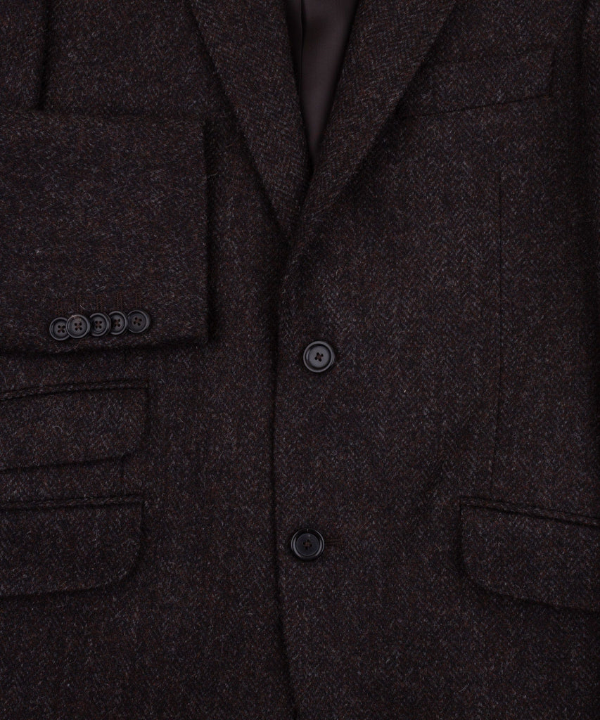 Tweed-Blazer mit Fischgrätenmuster