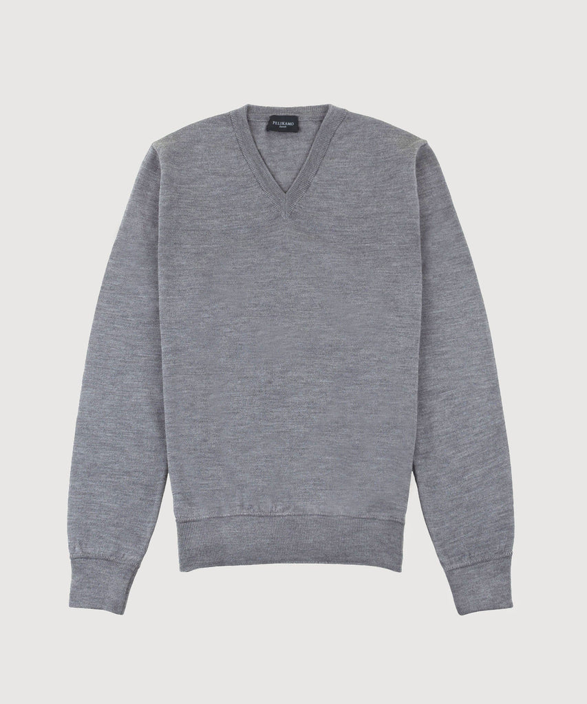 Wollpullover mit V-Ausschnitt