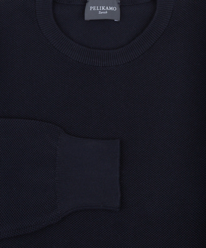 Cotton Pique Crewneck Sweater