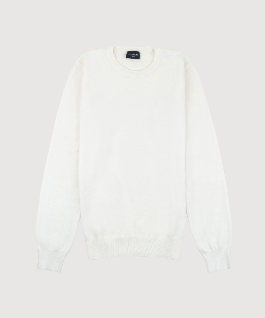 Cotton Pique Crewneck Sweater