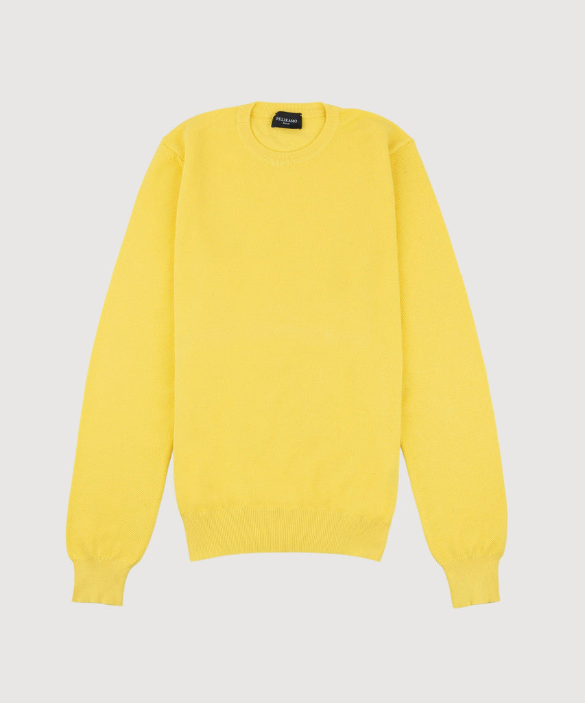 Cotton Pique Crewneck Sweater