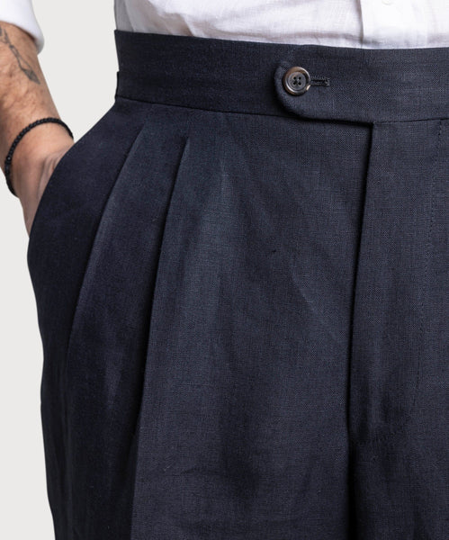 Pleated Linen Dinner Trousers