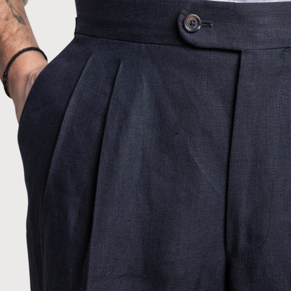 Pleated Linen Dinner Trousers