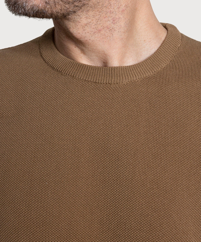 Cotton Pique Crewneck Sweater