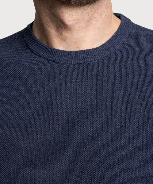 Cotton Pique Crewneck Sweater