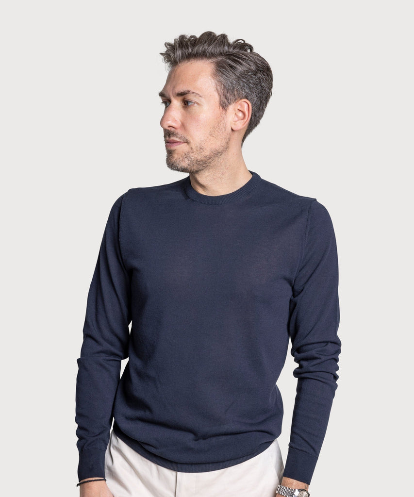 Cotton Pique Crewneck Sweater