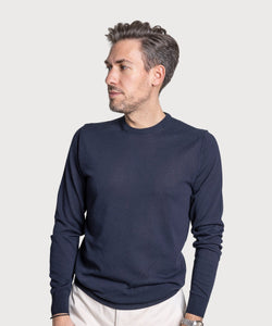 Cotton Pique Crewneck Sweater