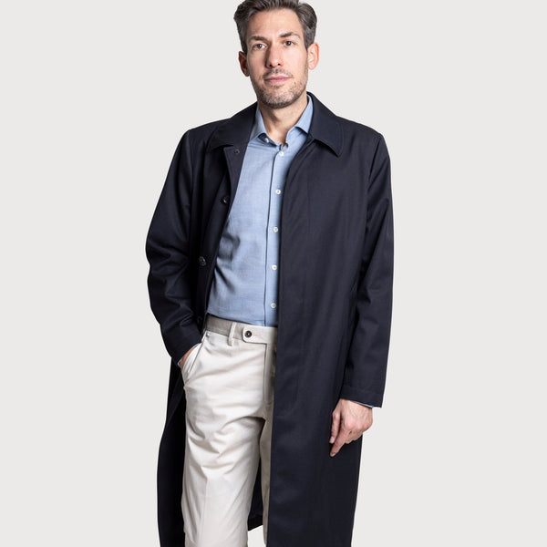 Langer Twill-Regenmantel
