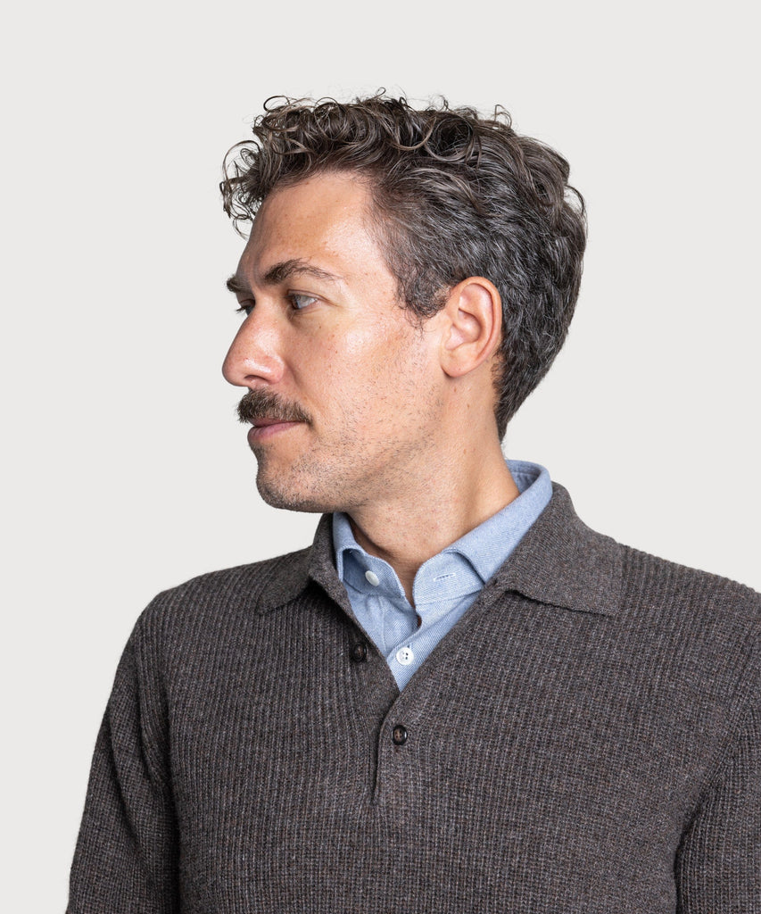Heavy Rib Polo Wool Sweater