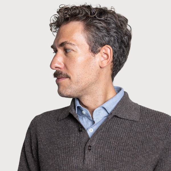 Heavy Rib Polo Wool Sweater