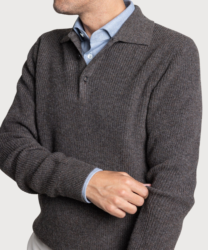 Heavy Rib Polo Wool Sweater