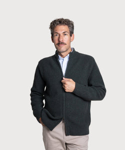 Heavy Rib Wool Zip Cardigan