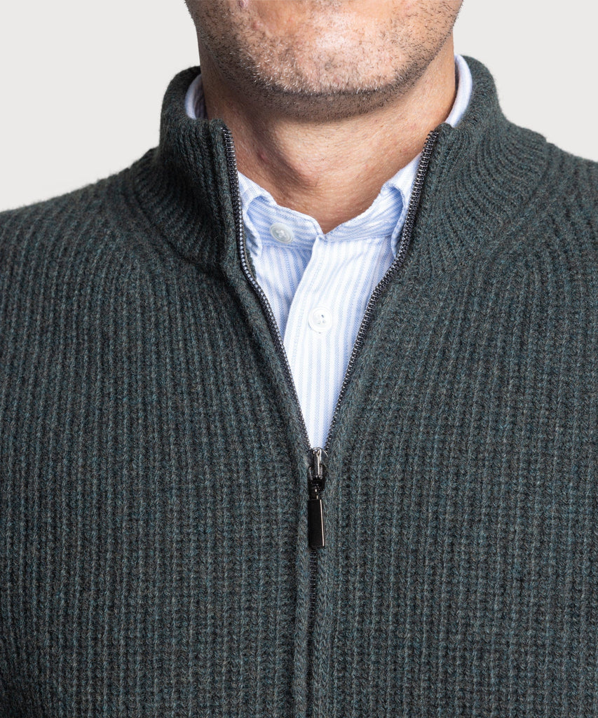 Heavy Rib Wool Zip Cardigan