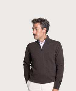 Wollpullover mit halbem Reißverschluss