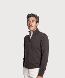 Wollpullover mit halbem Reißverschluss