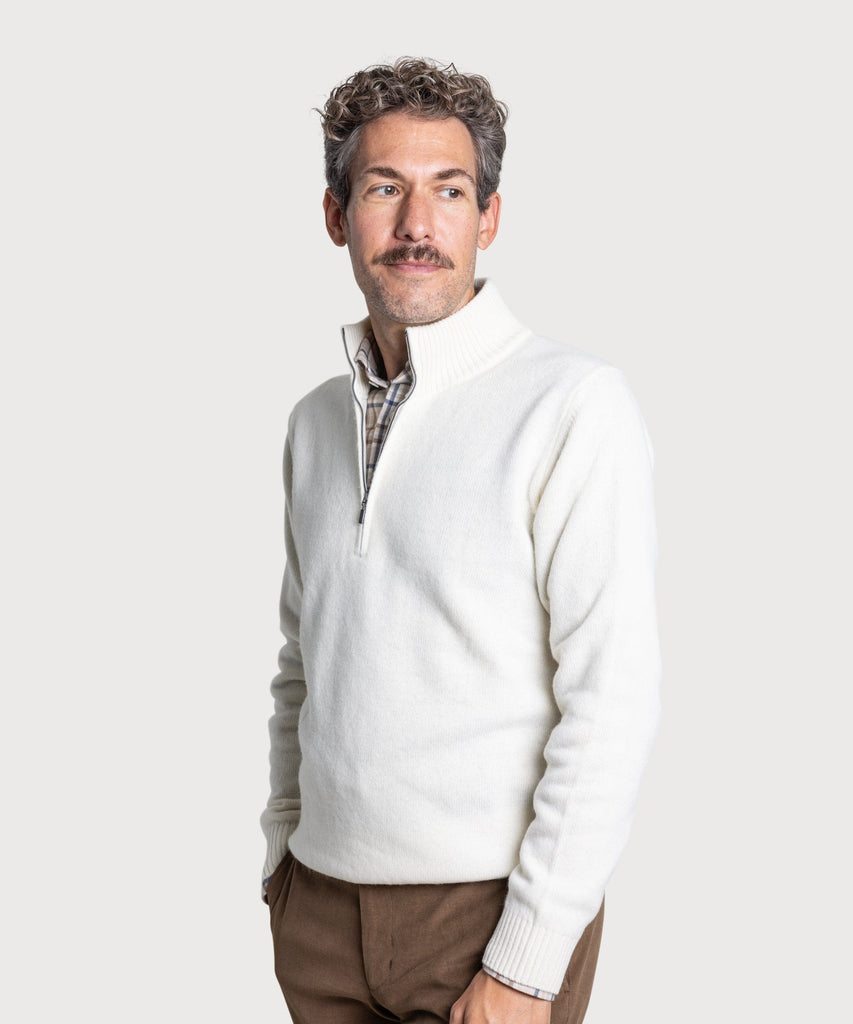Double Ply Wool Half Zip Sweater