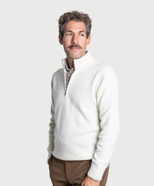 Double Ply Wool Half Zip Sweater