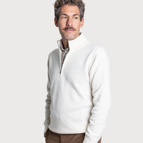 Double Ply Wool Half Zip Sweater