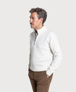 Double Ply Wool Half Zip Sweater