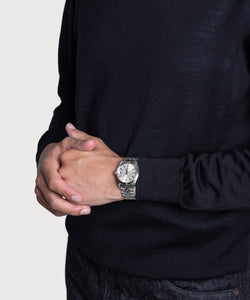 Rollkragenpullover aus Wolle und Seide