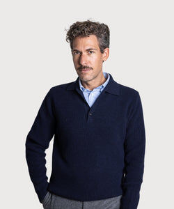 Heavy Rib Polo Wool Sweater
