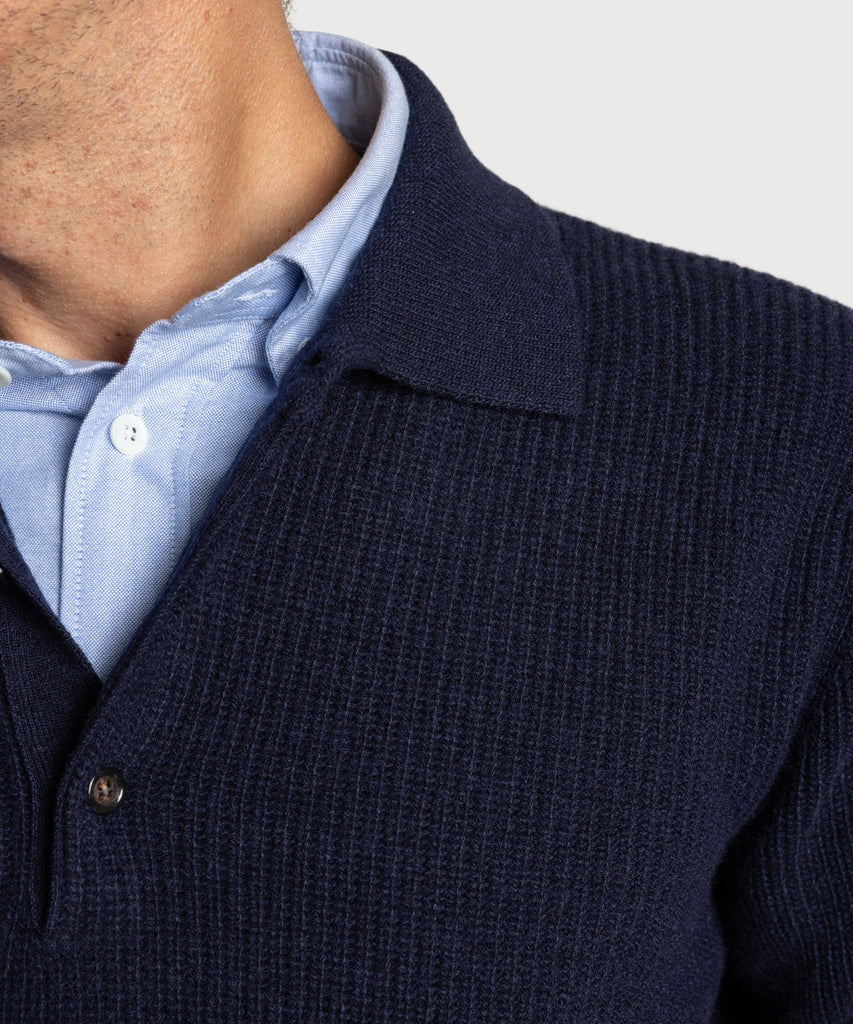 Heavy Rib Polo Wool Sweater