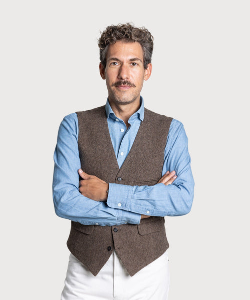 Wool Cashmere Herringbone Vest